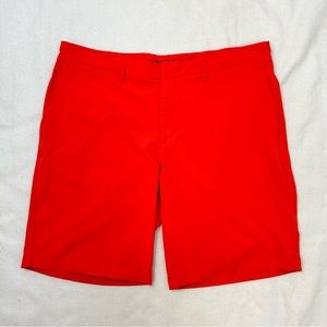 Nike Golf Dri-Fit flat front golf shorts Sz 38 waist performance wear red orange